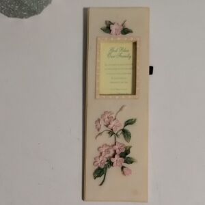 Elegant God Bless Our Family Floral Picture Frame with Pink Accents